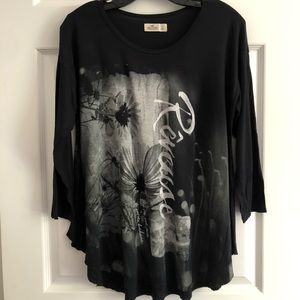 long sleeve black graphic tee